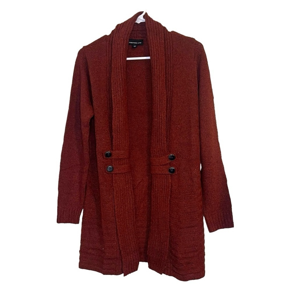 Fortune and Ivy dark rust colored cardigan sweater size small NWOT